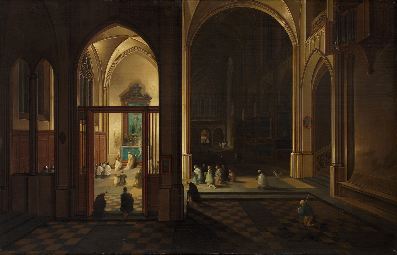01 Pieter Neefs The Elder Evening Mass In A Gothic Church